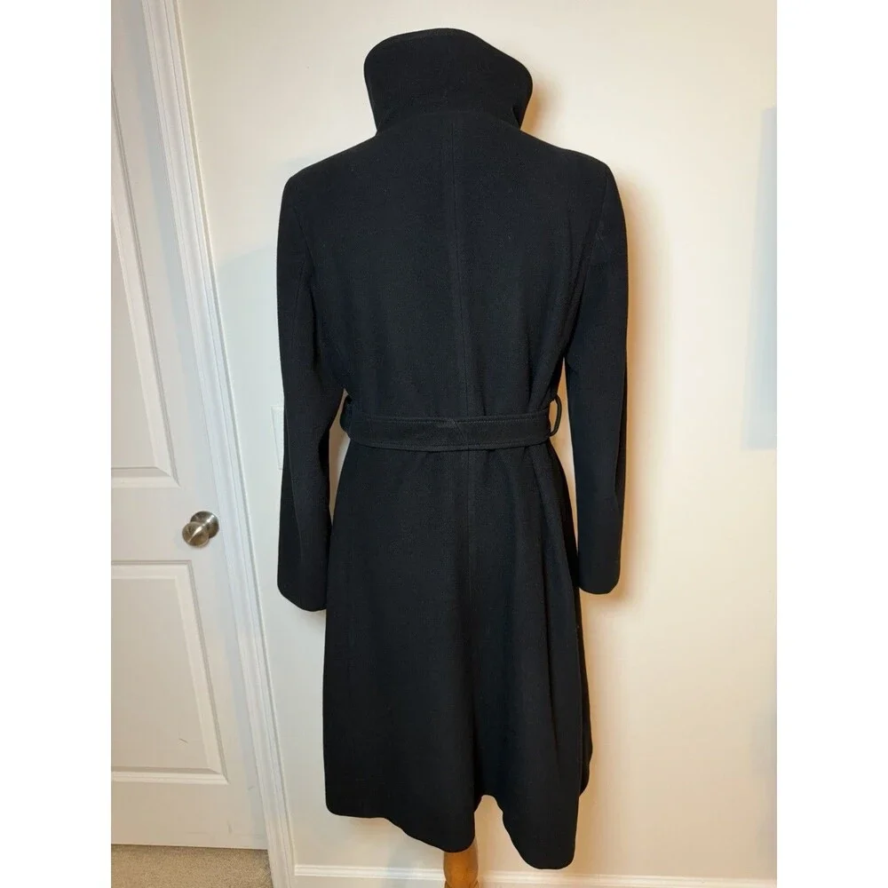 Vintage Burberry London Trench Coat US Size 10 Black Wool Cashmere Made In Italy